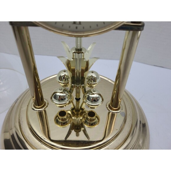 Elgin Moon Phase Desk Mantle Clock Quartz Glass Brass Dome 11" Parts - Picture 5 of 10